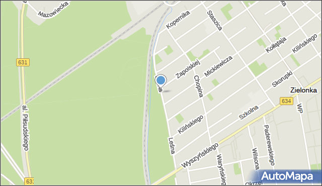 Zielonka powiat wołomiński, Leśna, mapa Zielonka powiat wołomiński