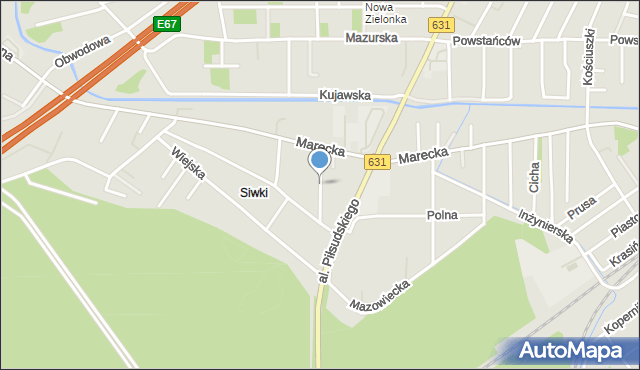 Zielonka powiat wołomiński, Letnia, mapa Zielonka powiat wołomiński