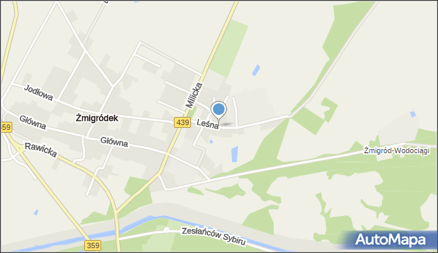 Żmigródek, Leśna, mapa Żmigródek