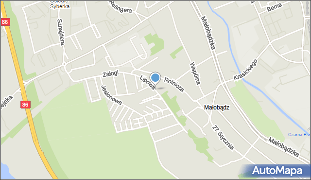 Będzin, Lipowa, mapa Będzin