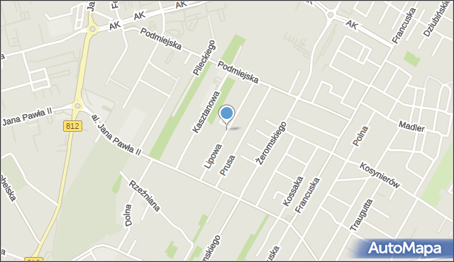 Biała Podlaska, Lipowa, mapa Białej Podlaskiej