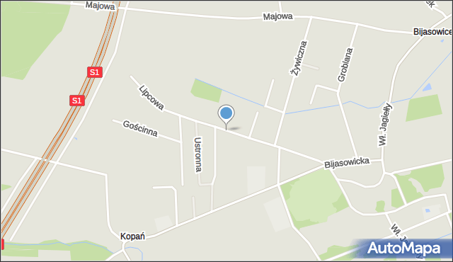 Bieruń, Lipcowa, mapa Bieruń