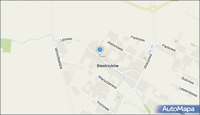 Biestrzyków, Lipowa, mapa Biestrzyków