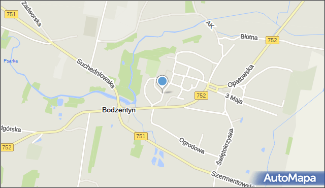 Bodzentyn, Licealna, mapa Bodzentyn
