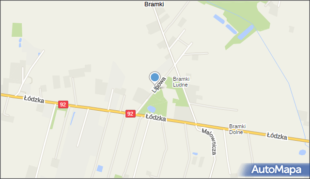 Bramki, Lipowa, mapa Bramki