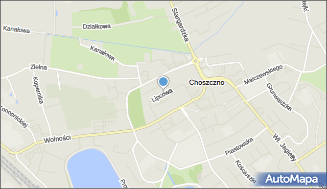 Choszczno, Lipcowa, mapa Choszczno