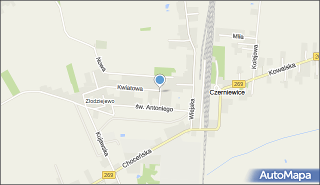 Czerniewice gmina Choceń, Lipowa, mapa Czerniewice gmina Choceń