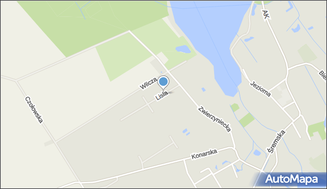 Kórnik, Lisia, mapa Kórnik