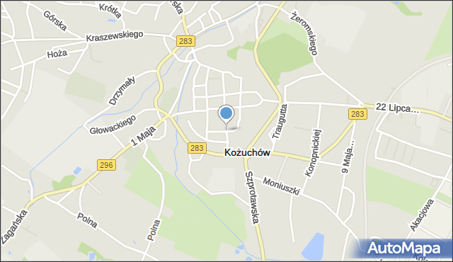 Kożuchów powiat nowosolski, Limanowskiego Bolesława, mapa Kożuchów powiat nowosolski