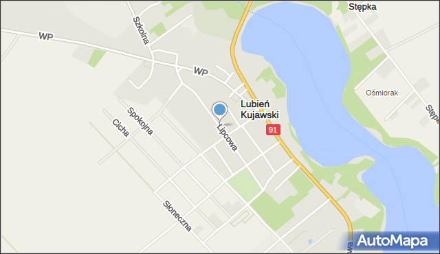 Lubień Kujawski, Lipcowa, mapa Lubień Kujawski