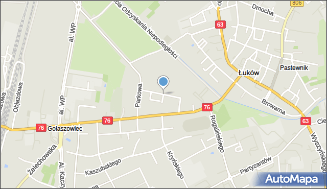 Łuków, Lipowa, mapa Łuków