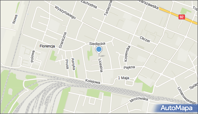 Mińsk Mazowiecki, Licealna, mapa Mińsk Mazowiecki