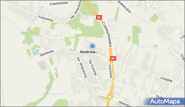 Modlnica, Lipowa, mapa Modlnica