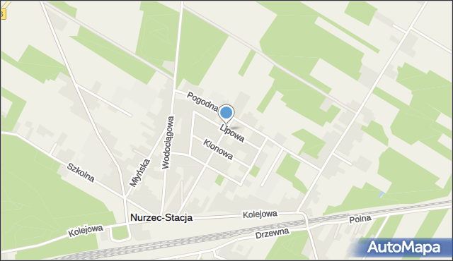 Nurzec-Stacja, Lipowa, mapa Nurzec-Stacja
