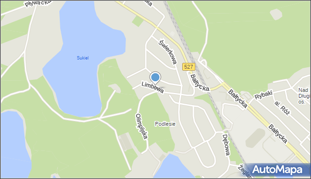 Olsztyn, Limbowa, mapa Olsztyna