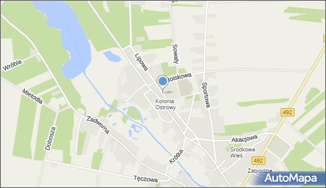 Ostrowy nad Okszą, Lipowa, mapa Ostrowy nad Okszą