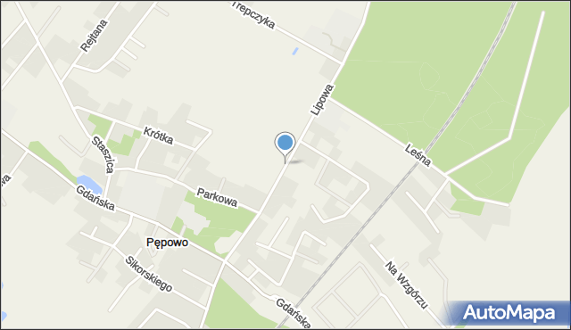 Pępowo gmina Żukowo, Lipowa, mapa Pępowo gmina Żukowo