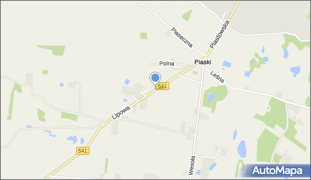 Piaski gmina Sierpc, Lipowa, mapa Piaski gmina Sierpc