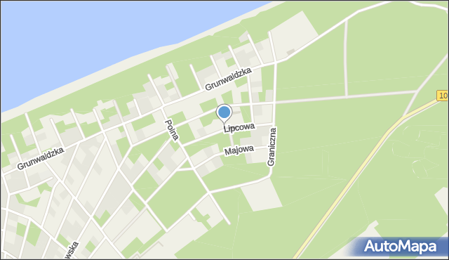 Pobierowo, Lipcowa, mapa Pobierowo