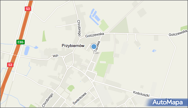 Przybiernów, Lipowa, mapa Przybiernów