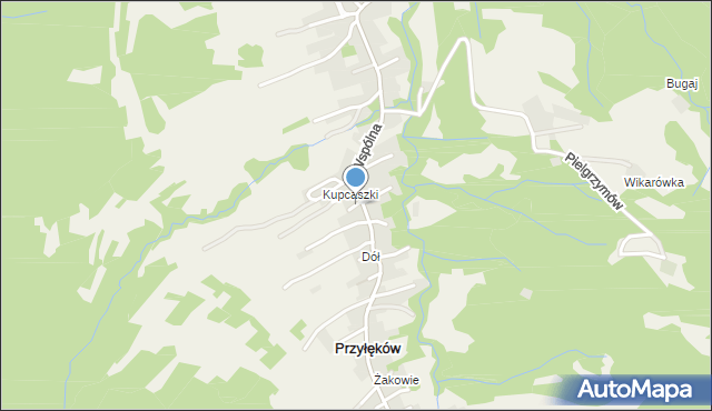 Przyłęków, Liściasta, mapa Przyłęków