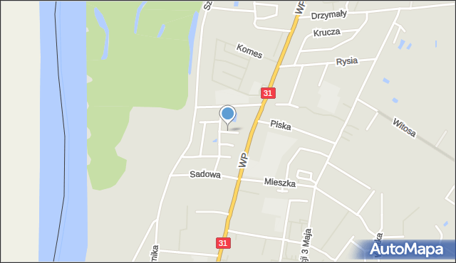 Słubice, Liliowa, mapa Słubice