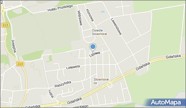 Słupsk, Lipowa, mapa Słupska