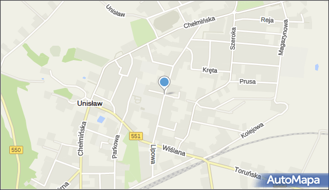Unisław powiat chełmiński, Lipowa, mapa Unisław powiat chełmiński