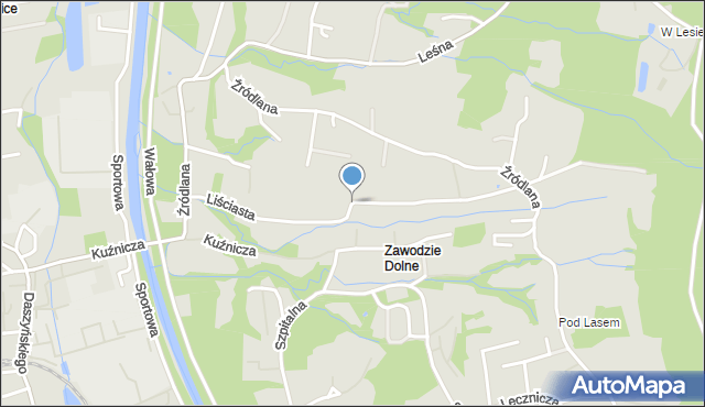 Ustroń powiat cieszyński, Liściasta, mapa Ustroń powiat cieszyński