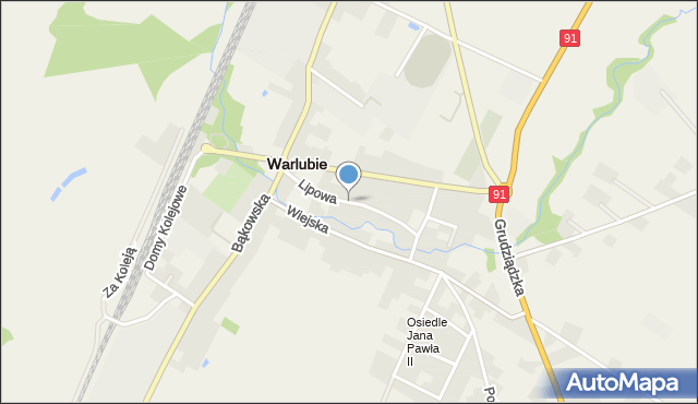 Warlubie, Lipowa, mapa Warlubie