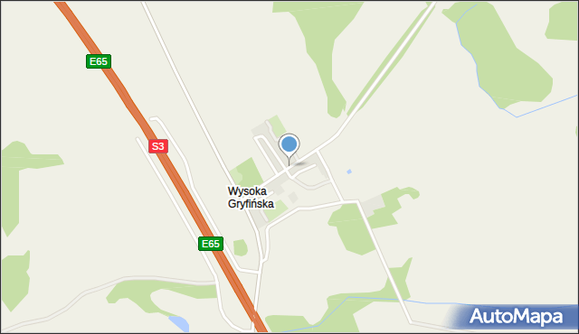 Wysoka Gryfińska, Lipowa, mapa Wysoka Gryfińska