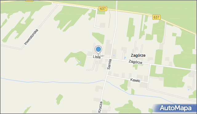 Zagórze gmina Halinów, Lisia, mapa Zagórze gmina Halinów