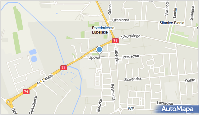 Zamość, Lipowa, mapa Zamościa