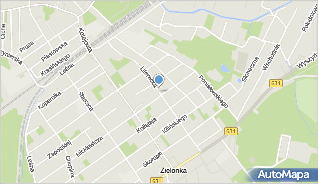 Zielonka powiat wołomiński, Literacka, mapa Zielonka powiat wołomiński