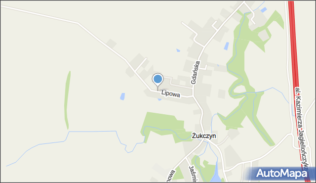 Żukczyn, Lipowa, mapa Żukczyn