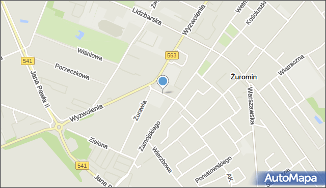 Żuromin, Licealna, mapa Żuromin