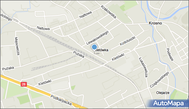 Krosno, Lniarska, mapa Krosna