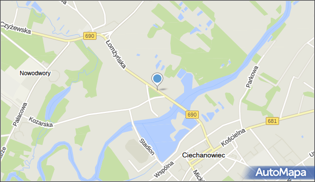 Ciechanowiec, Łomżyńska, mapa Ciechanowiec