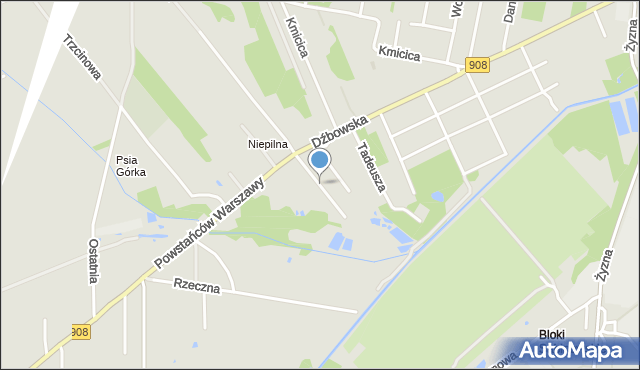 Częstochowa, Łosiowa, mapa Częstochowy