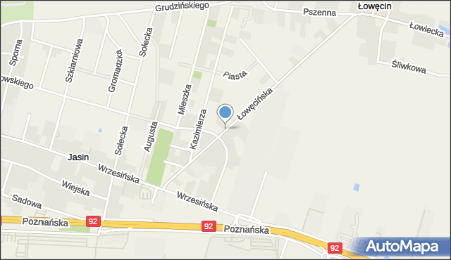 Jasin gmina Swarzędz, Łowęcińska, mapa Jasin gmina Swarzędz