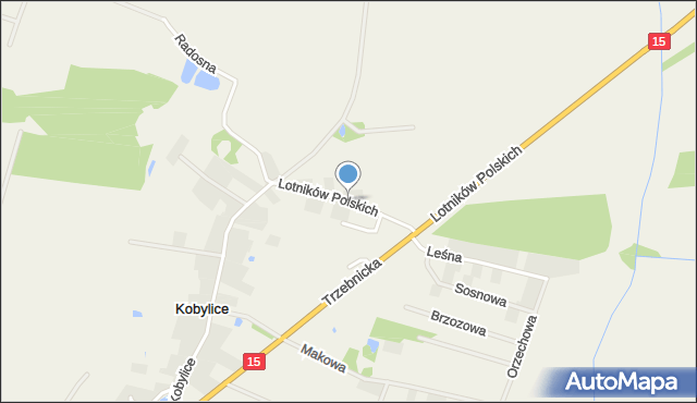 Kobylice gmina Trzebnica, Lotników Polskich, mapa Kobylice gmina Trzebnica