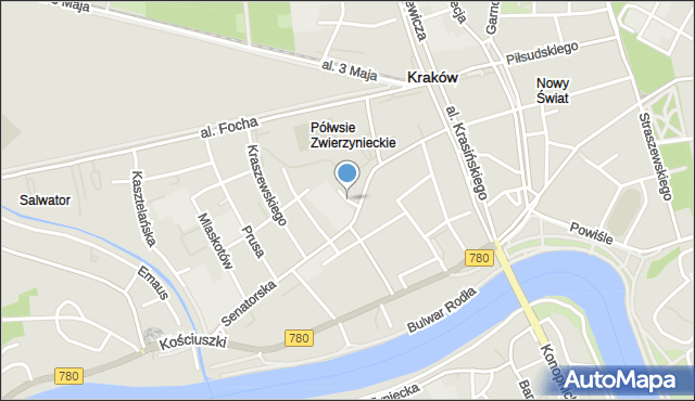 Kraków, Łowiecka, mapa Krakowa