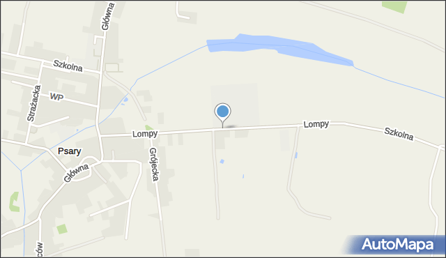 Psary gmina Woźniki, Lompy Józefa, mapa Psary gmina Woźniki