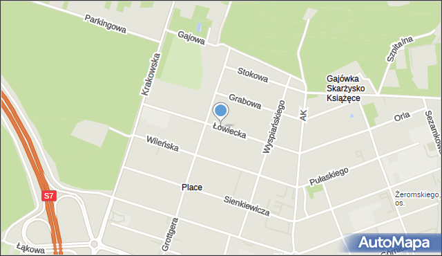 Skarżysko-Kamienna, Łowiecka, mapa Skarżysko-Kamienna