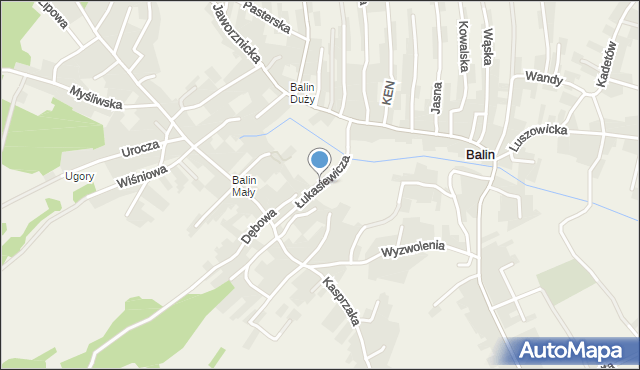 Balin gmina Chrzanów, Łukasiewicza Ignacego, mapa Balin gmina Chrzanów