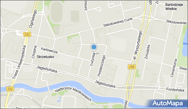 Bydgoszcz, Łużycka, mapa Bydgoszczy
