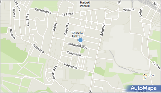 Chorzów, Łukasińskiego Waleriana, mjr., mapa Chorzów