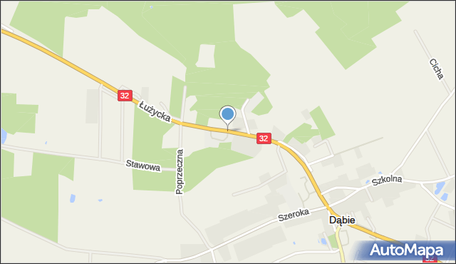 Dąbie powiat krośnieński, Łużycka, mapa Dąbie powiat krośnieński