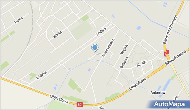 Kutno, Łubinowa, mapa Kutno