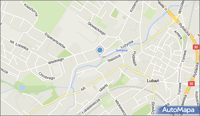Lubań, Łużycka, mapa Lubań